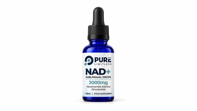 Pure Limitless NAD+ Sublingual Drops, 3000mg per 30ml bottle, on a white background